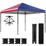 10 X Ft Pop Canopy Tent With One Push Setup, American Flag. Fixed Price $104.99.