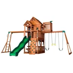Cedar Wood Swing Set Skyfort Ii Wave Slide Clubhouse Backyard Discovery Raised. Fixed Price $3408.99.