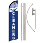 Dry Cleaners Blue Full Curve Windless Swooper Flag Pole Kit Laundromat. Fixed Price $80.95.