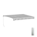 Aleko Motorized Retractable Garden Patio Awning 13 X 10 Ft Grey White Striped. Fixed Price $384.30.
