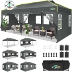 Cobizi 10X20 Pop Up Canopy Tent With 6 Removable Sidewalls Gray. Fixed Price $369.99.
