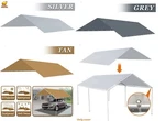 Waterproof Replacement Canopy 10X20 Ft Carport Tent Top Garage Cover Tie Cords. Fixed Price $58.99.