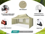Canopy 10X20 Pop Up Tent Khaki For Parties With 6 Sidewalls Outdoor Gazebo. Fixed Price $165.99.