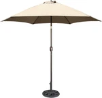 9 Ft Bronze Aluminum Patio Umbrella With Beige Polyester Cover (base Not Include. Fixed Price $143.99.