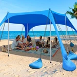 Lansuper Beach Sun Shelter, 11X10FT Shade Canopy With 12 Sandbags. Fixed Price $115.38.