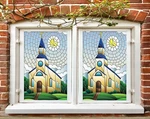 3D Castle Sun O2391 Window Film Print Sticker Cling Stained Glass Uv Block Fa. Fixed Price $34.63.