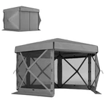 Outsunny 12' Hexagonal Pop Up Gazebo, Outdoor Canopy Tent, Dark Gray. Fixed Price $179.99.