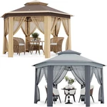 13'X13' Hexagonal Gazebo Canopy Outdoor With Mesh Netting And Strong Steel Frame. Fixed Price $139.99.