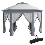 13.3' Hexagon Soft Top 2-TIER Canopy Gazebo Shade W/ Steel Supporting Frame. Fixed Price $169.98.