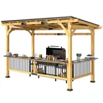 Timber Grill Gazebo 13X6FT Metal Roof 2 Storage Racks Tool Hangers Natural. Fixed Price $1667.93.