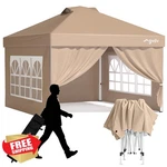 Gvdv 10X10 Khaki Pop Up Canopy Tent 4 Sidewalls Gazebo Wheelbag. Fixed Price $406.99.