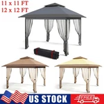 Outdoor Patio Gazebo 11'X11'/12'X12' Pop Up Canopy Tent W/ Mosquito Netting,bag. Fixed Price $139.99.