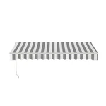 Aleko Manual Retractable Patio Awning 10 X 8 Ft Deck Sunshade Grey/white Stripe. Fixed Price $246.75.