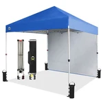 Crown Shades 8X8 Ft Pop Up Canopy Tent W/ Sidewall & 1 Push Lock, Blue (used). Fixed Price $127.39.
