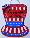 Americana Happy 4TH Of July Hat Sign Deck Patio Porch Backyard Wall Door Plaque. Fixed Price $13.99.