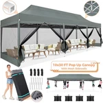 Canopy 10X15FT/10X30FT Heavy Duty Pop Up Gazebo Mesh Screen Tent With Sidewalls. Fixed Price $256.29.