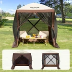 Vevor Gazebo Tent Pop-up Screen 4 Sided Canopy Sun Shelter Brown. Fixed Price $129.90.