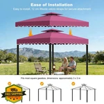 Qdreclod 10X10 Gazebo Canopy Top Replacement Double Tier Red Outdoor Sunshade. Fixed Price $53.99.