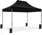 10X15 Heavy Duty Pop Up Canopy Tent With Wheeled Bag & Accessories, Black. Fixed Price $282.99.