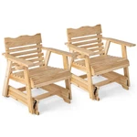 Tangkula Outdoor Fir Wood Glider Chair Swing Rotatable Hidden Cup. Fixed Price $233.09.