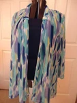 First Glance Aqua&blue Poly Chiffon Open Front Top, 16. Fixed Price $10.00.