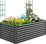 Galvanized Metal Raised Garden Bed 6X3X2 Ft With Tomato Cage - Dark Gray. Fixed Price $141.99.