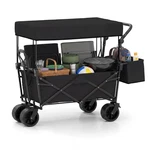 Goplus Folding Wagon W/ Canopy, 80L, All Terrain Wheels, Adjustable Handle. Fixed Price $144.99.