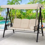 3-PERSON Outdoor Patio Swing Chair W/adjustable Canopy Cover &steel Frame Type. Fixed Price $209.99.