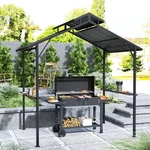 Outsunny 8 X 5FT Hardtop Grill Gazebo With 2 Side Shelves And 10 Hooks. Fixed Price $309.99.