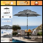 10FT 3-TIER Patio Umbrella With Push Button Tilt, Waterproof Canopy For Garden,. Fixed Price $114.99.