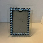 Sixtrees Blue Glass Round Jewels 6X8 Picture Frame Fits 4X6 Photo - Rare. Fixed Price $12.99.