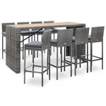 Patio Bar Set 9 Piece Table And Stools Rattan Wood Gray Vidaxl. Fixed Price $864.99.