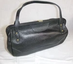Nos Vtg 60S Montana Hide Frame Purse Handbag By Sportcraft Black Leather 13" #1. Fixed Price $29.50.