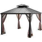 Patiojoy 10FTX12FT Hardtop Gazebo 2-TIER Outdoor Galvanized Steel Canopy Brown. Fixed Price $999.99.