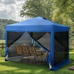 10X10FT Pop-up Adjustable Canopy Gazebo W/ Netting, Vented Top, Wheeled Bag Blue. Fixed Price $189.77.