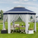 Pop Up Gazebo With Mosquito Netting: Vented Sun Shelter, Adjustable For Backyard. Fixed Price $133.91.