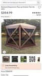 Backyard Expressions Patio Home Garden Easy Popup Tent Camping Gazebo .... Fixed Price $159.99.