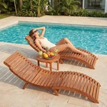 2PCS Outside Folding Acacia Wood Chaise Chairs Sun Lounger For Poolside. Fixed Price $175.98.
