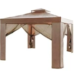 Sugift 10'X10' Outdoor Canopy Gazebo Tent W/ Netting 4 Sandbags, Brown. Fixed Price $250.00.
