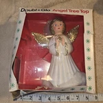 Vintage Mcm Double Glo Angel Tree Topper Gold Glitter Item # 1153. Fixed Price $23.99.