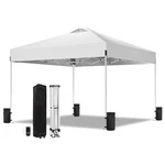 X 10FT White Pop Up Canopy Tent With Wheeled Carry Bag, Sandbags, Easy Set.... Fixed Price $134.72.
