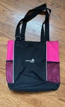 Pink Black Zip Top Tote Bag W/ Mesh Pockets Port & Company Ameritas 14X12X5. Fixed Price $11.99.