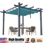 10X10 Ft Aluminum Pergola With Retractable Canopy, Metal Gazebo For Garden. Fixed Price $193.49.