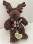 Unipak Morgan Brown Moose Bean Bag 12 Plush Plaid Overall Christmas Pvc Pellets. Fixed Price $20.00.