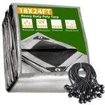 Apluschoice 18X24FT 10MIL Plastic Tarp Waterproof Heavy Duty 8" Bungee Cords 25P. Fixed Price $107.90.