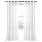 Semi Sheer Curtain Drapes, Set Of 2 Panels, 55X90 Inch, With Chrome Grommets. Fixed Price $21.99.