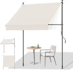 Adjustable Manual Retractable Awning 79" X 118" H For Patio & Garden Beige. Fixed Price $231.99.
