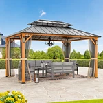 Outdoor Hardtop Gazebo 10' X 14' Galvanized Steel Double Roof With Led Lights. Fixed Price $1099.99.