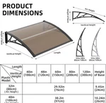 Vivohome Polycarbonate Window Door Awning Canopy Brown With Black Bracket, 40X80. Fixed Price $129.99.