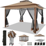 Pop Up Gazebo 12X12 Ft Double Waterproof Portable Brown 5920-BR Cobizi Tent. Fixed Price $209.99.